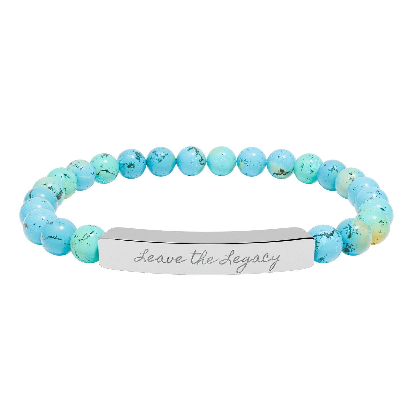 Engraved Natural Stone Stretch Bar Bracelet – 'Leave the Legacy' Inspirational Beaded Bracelet