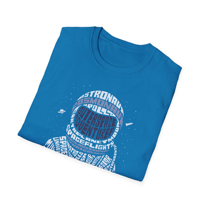 Astronaut Typography T-Shirt — Retro Space Explorer Word Art Tee