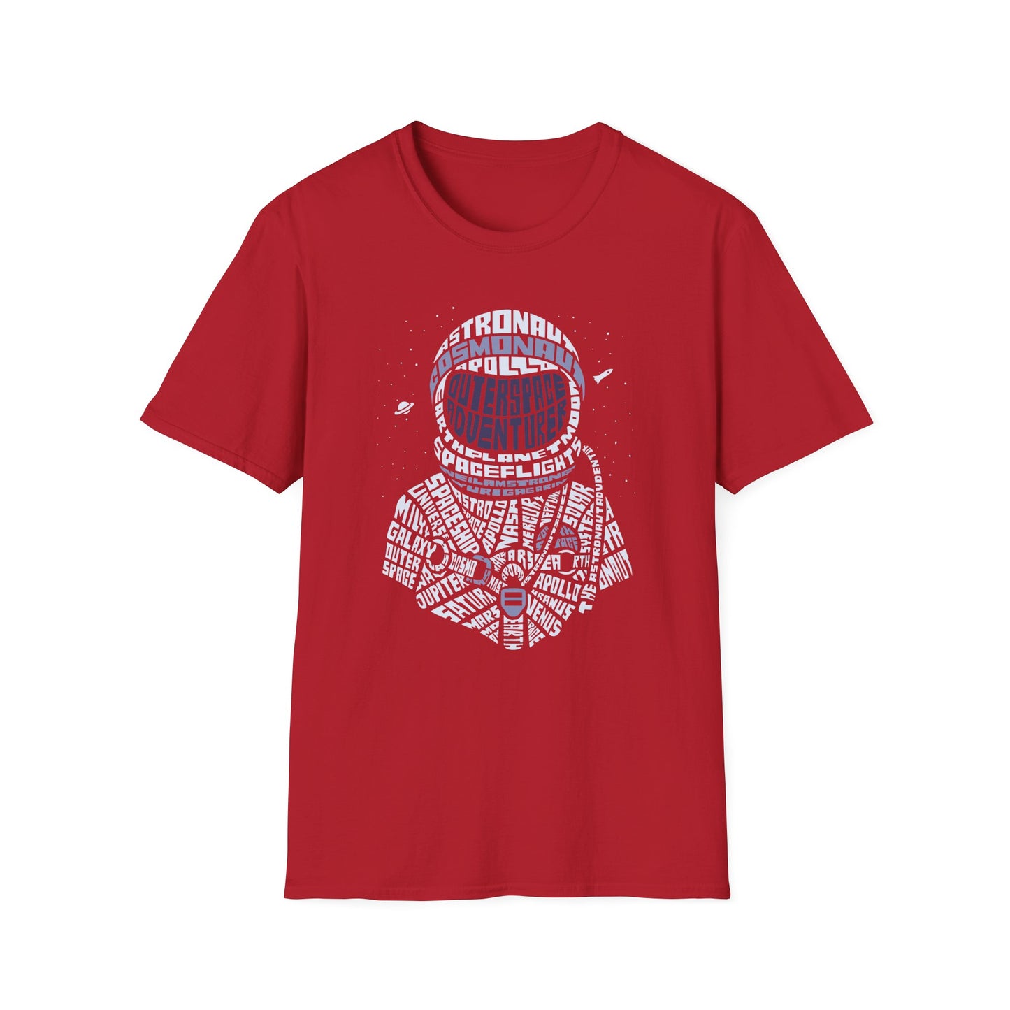 Astronaut Typography T-Shirt — Retro Space Explorer Word Art Tee