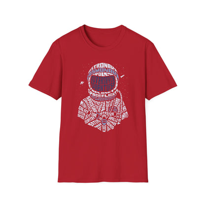 Astronaut Typography T-Shirt — Retro Space Explorer Word Art Tee