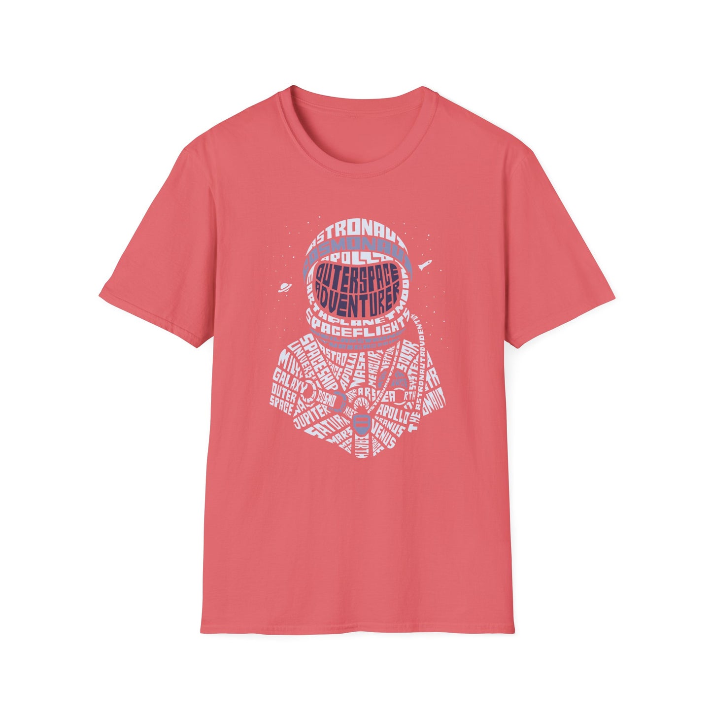 Astronaut Typography T-Shirt — Retro Space Explorer Word Art Tee