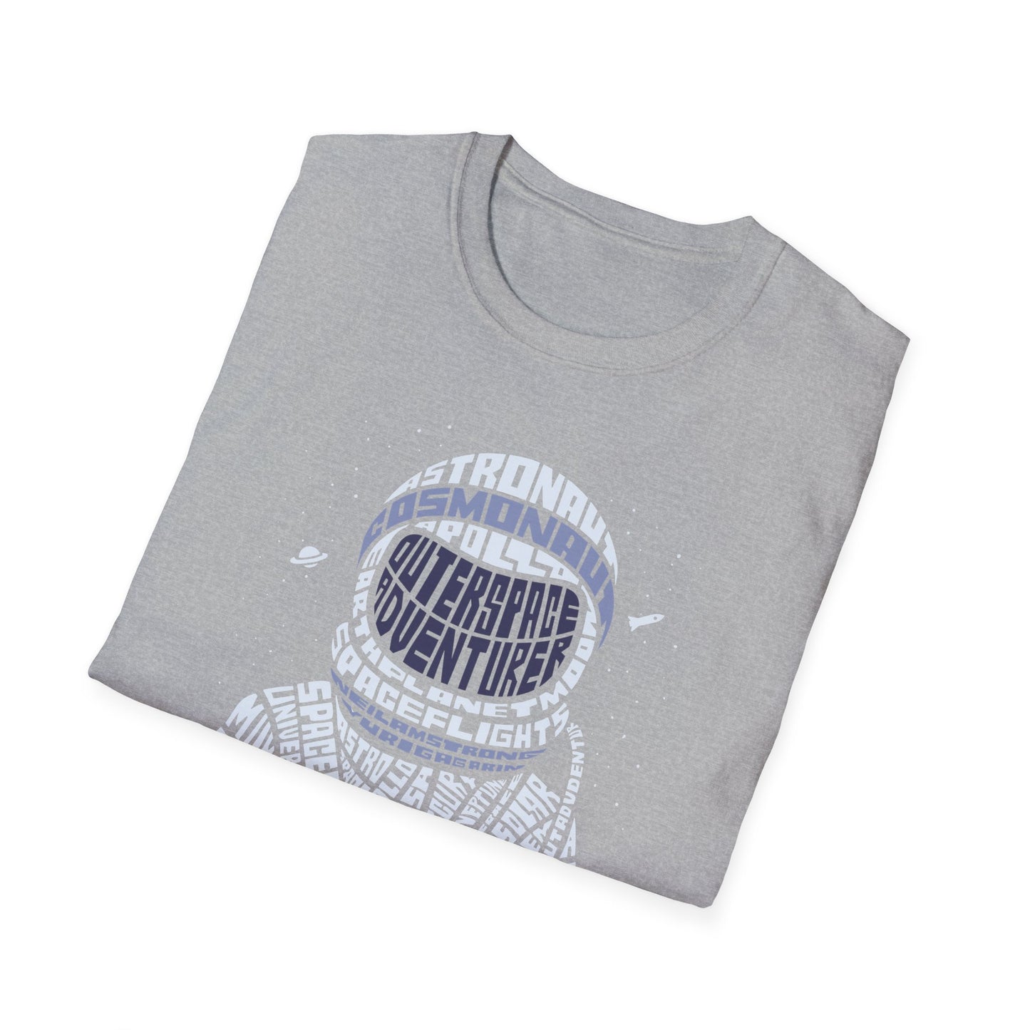 Astronaut Typography T-Shirt — Retro Space Explorer Word Art Tee