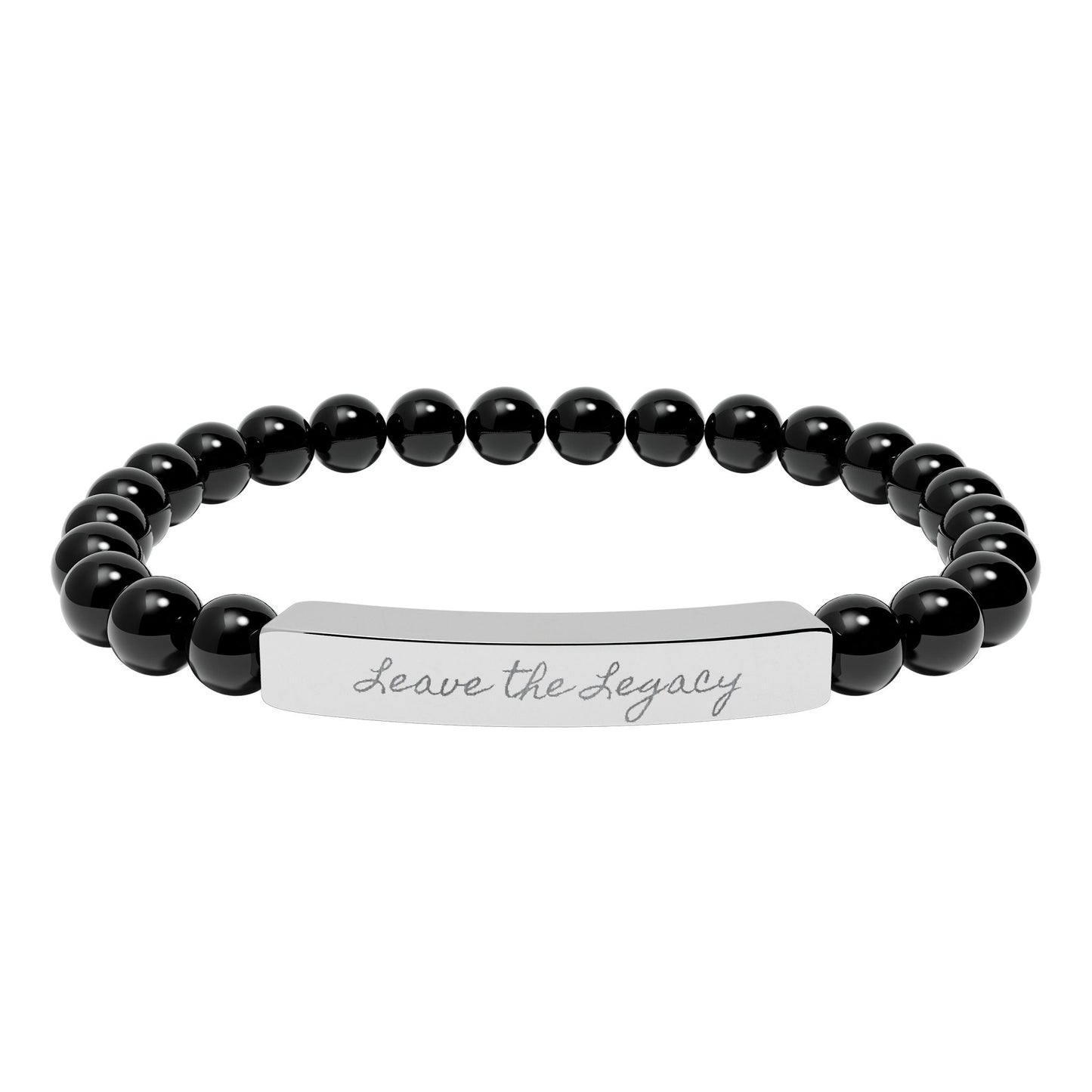 Engraved Natural Stone Stretch Bar Bracelet – 'Leave the Legacy' Inspirational Beaded Bracelet