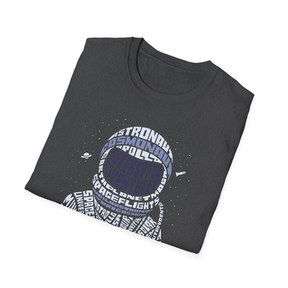 Astronaut Typography T-Shirt — Retro Space Explorer Word Art Tee
