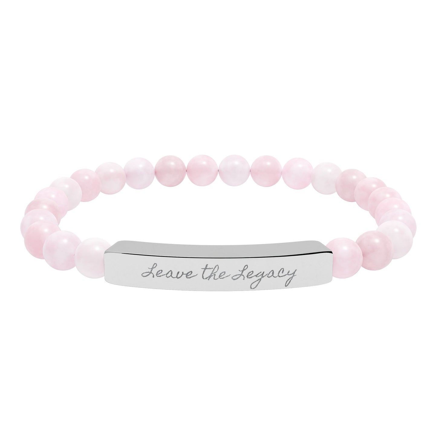 Engraved Natural Stone Stretch Bar Bracelet – 'Leave the Legacy' Inspirational Beaded Bracelet