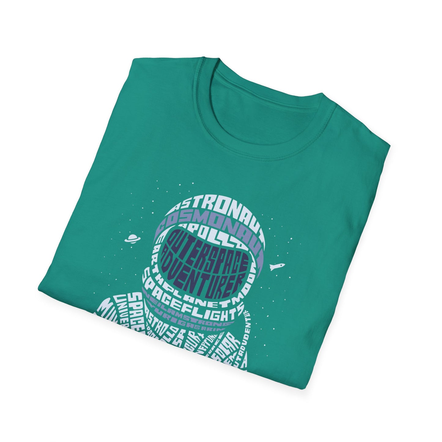 Astronaut Typography T-Shirt — Retro Space Explorer Word Art Tee