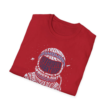 Astronaut Typography T-Shirt — Retro Space Explorer Word Art Tee