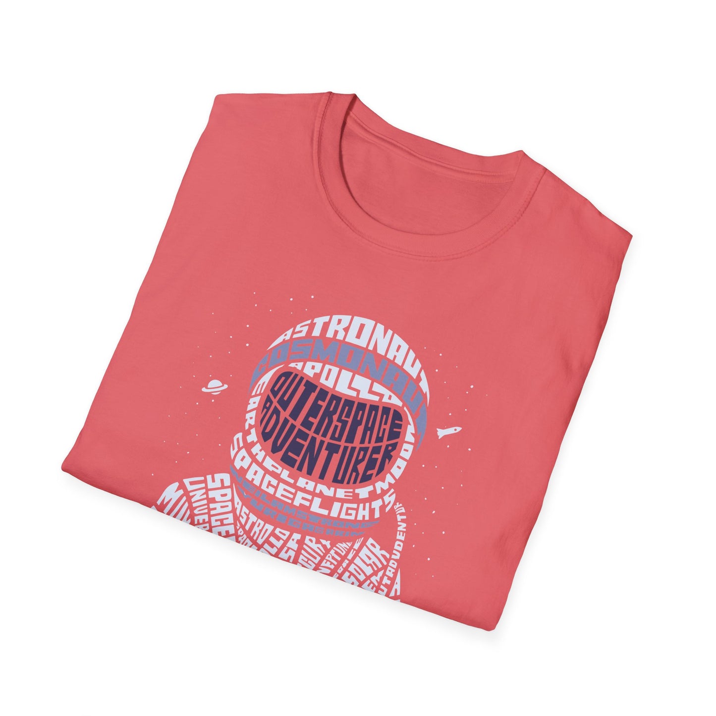 Astronaut Typography T-Shirt — Retro Space Explorer Word Art Tee