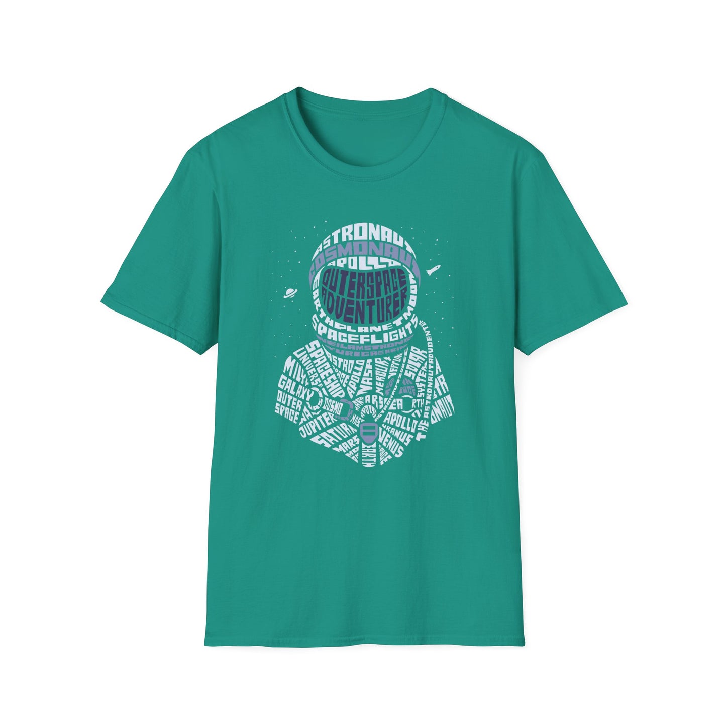 Astronaut Typography T-Shirt — Retro Space Explorer Word Art Tee