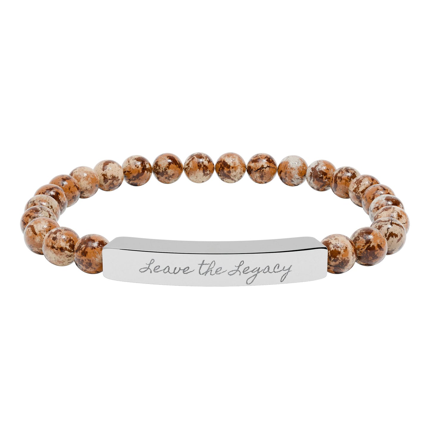 Engraved Natural Stone Stretch Bar Bracelet – 'Leave the Legacy' Inspirational Beaded Bracelet