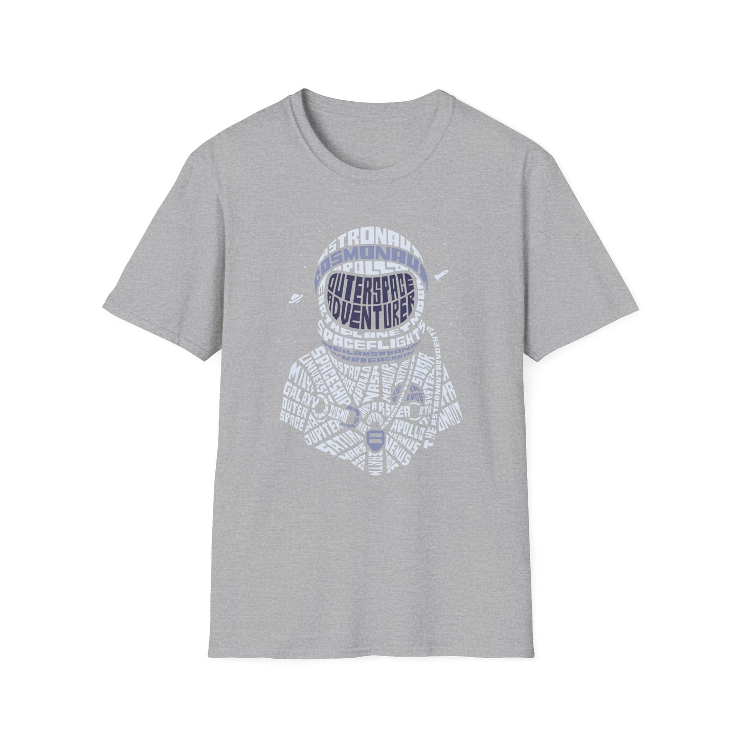Astronaut Typography T-Shirt — Retro Space Explorer Word Art Tee