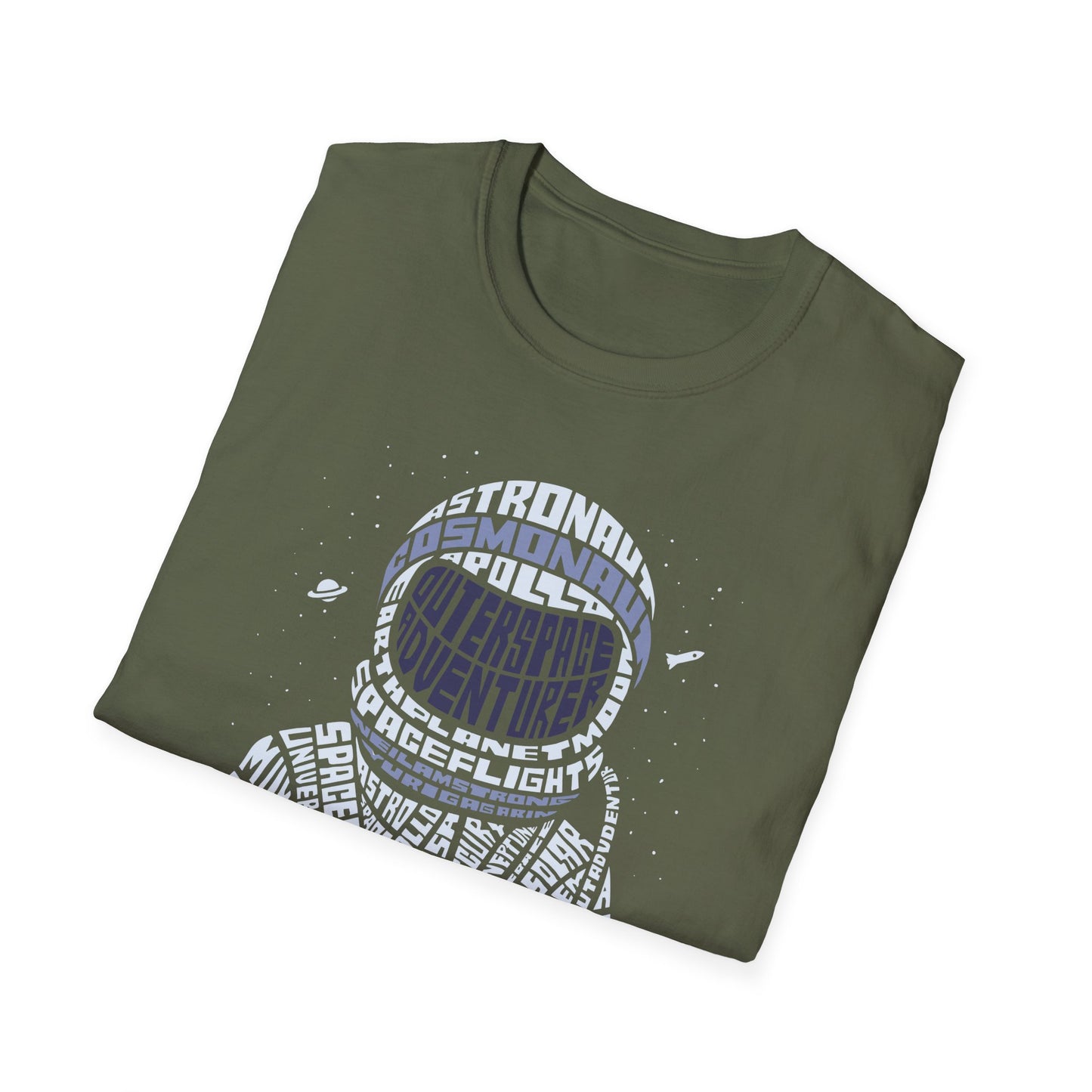 Astronaut Typography T-Shirt — Retro Space Explorer Word Art Tee