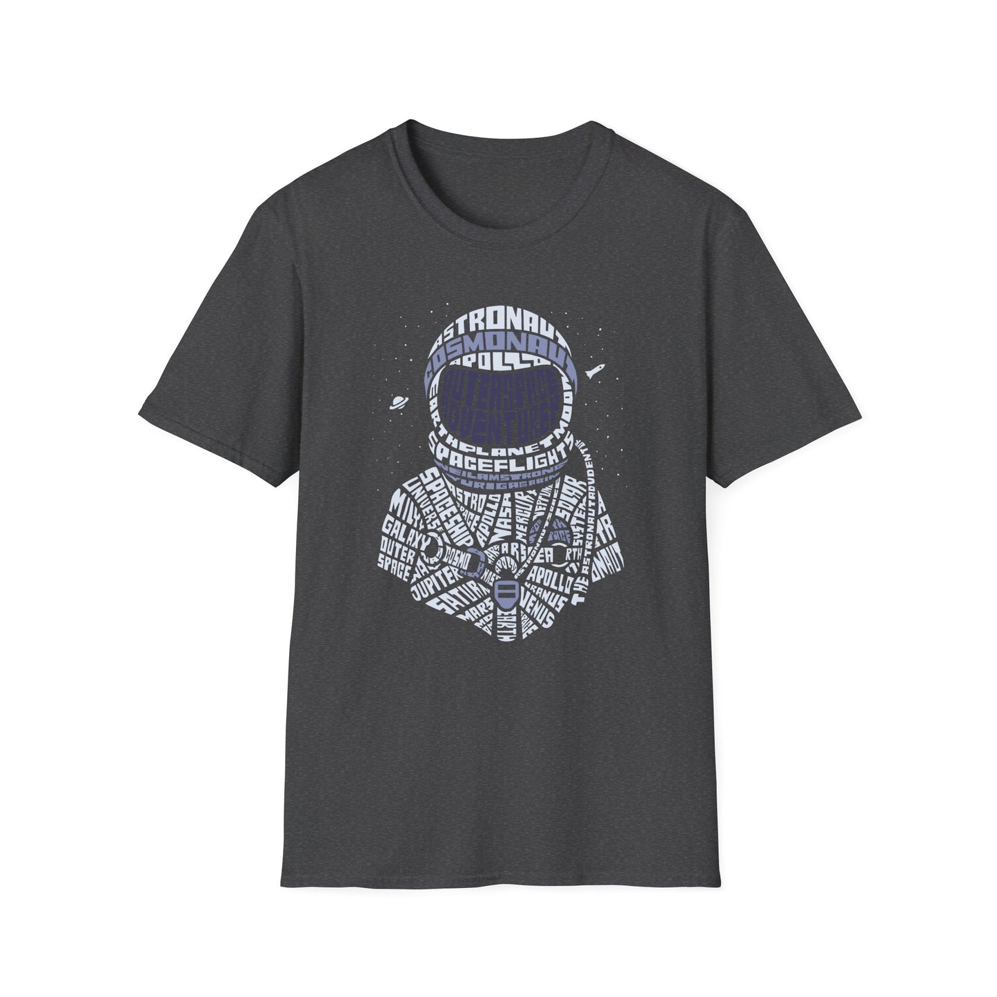 Astronaut Typography T-Shirt — Retro Space Explorer Word Art Tee