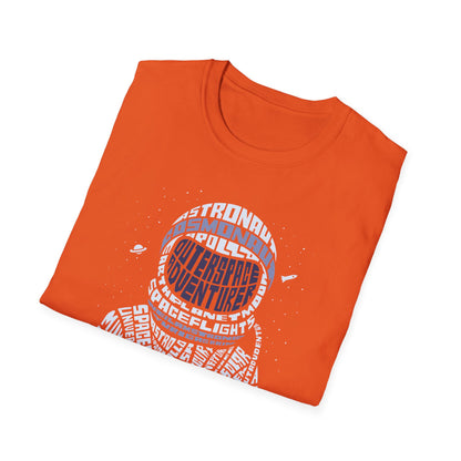Astronaut Typography T-Shirt — Retro Space Explorer Word Art Tee