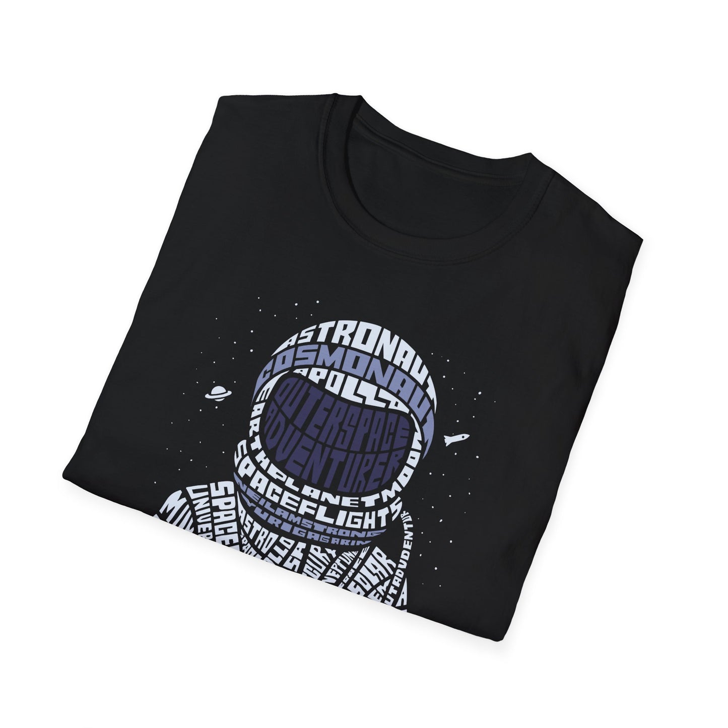 Astronaut Typography T-Shirt — Retro Space Explorer Word Art Tee