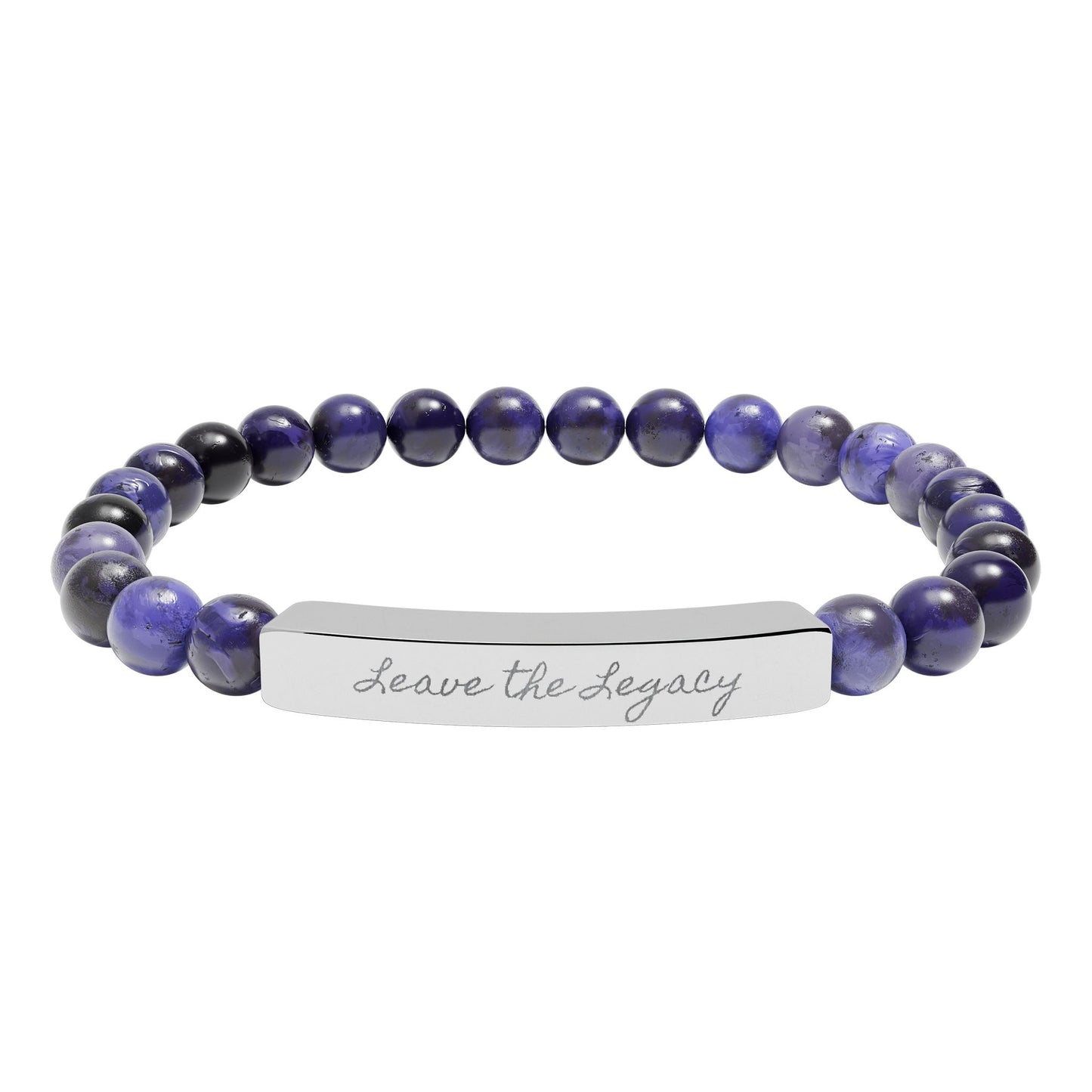 Engraved Natural Stone Stretch Bar Bracelet – 'Leave the Legacy' Inspirational Beaded Bracelet