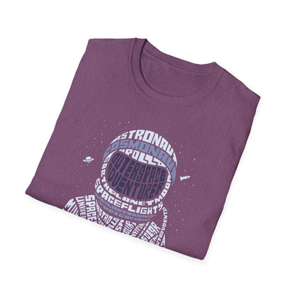 Astronaut Typography T-Shirt — Retro Space Explorer Word Art Tee
