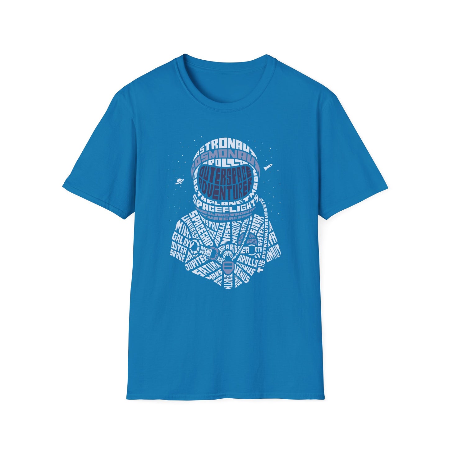 Astronaut Typography T-Shirt — Retro Space Explorer Word Art Tee