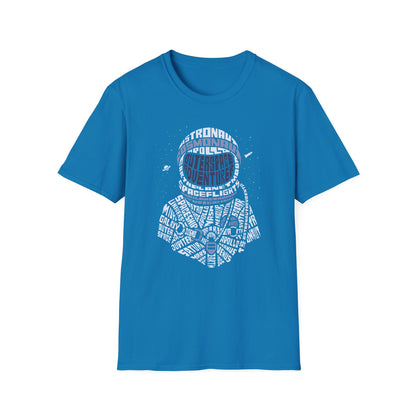 Astronaut Typography T-Shirt — Retro Space Explorer Word Art Tee