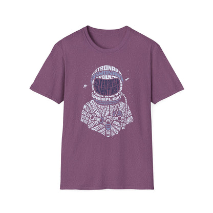 Astronaut Typography T-Shirt — Retro Space Explorer Word Art Tee