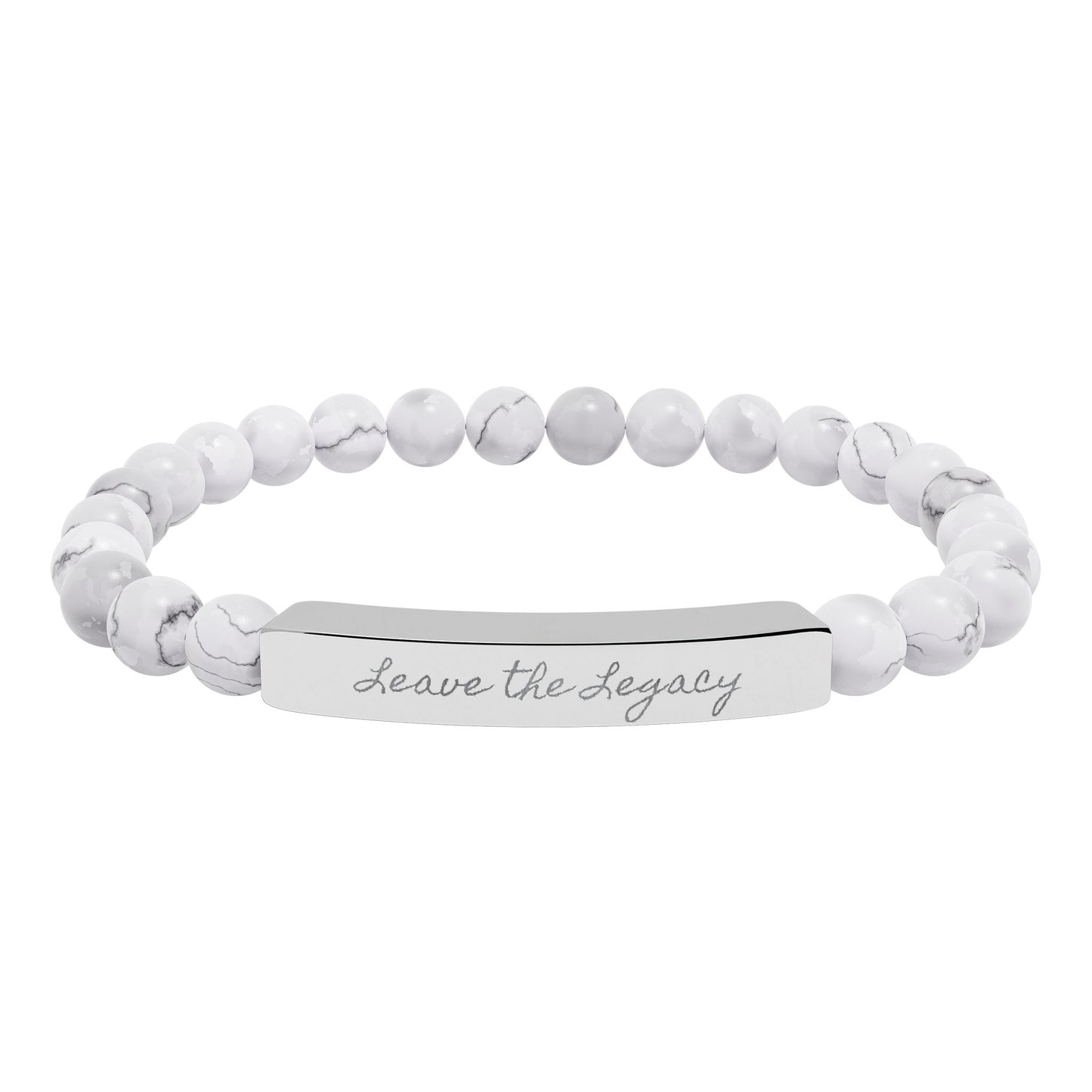 Engraved Natural Stone Stretch Bar Bracelet – 'Leave the Legacy' Inspirational Beaded Bracelet