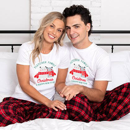 Xmas PJs Set Bear Family (Custom Last Name) Long Sleeve Raglan with Pants